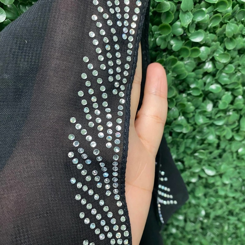 Sheer black with rhinestone detail scarf - Picture 2 of 3